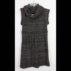 DRAGONFLY LAMBSWOOL GREY SWEATER KNIT DRESS COWL NECK SHORT SLEEVE M